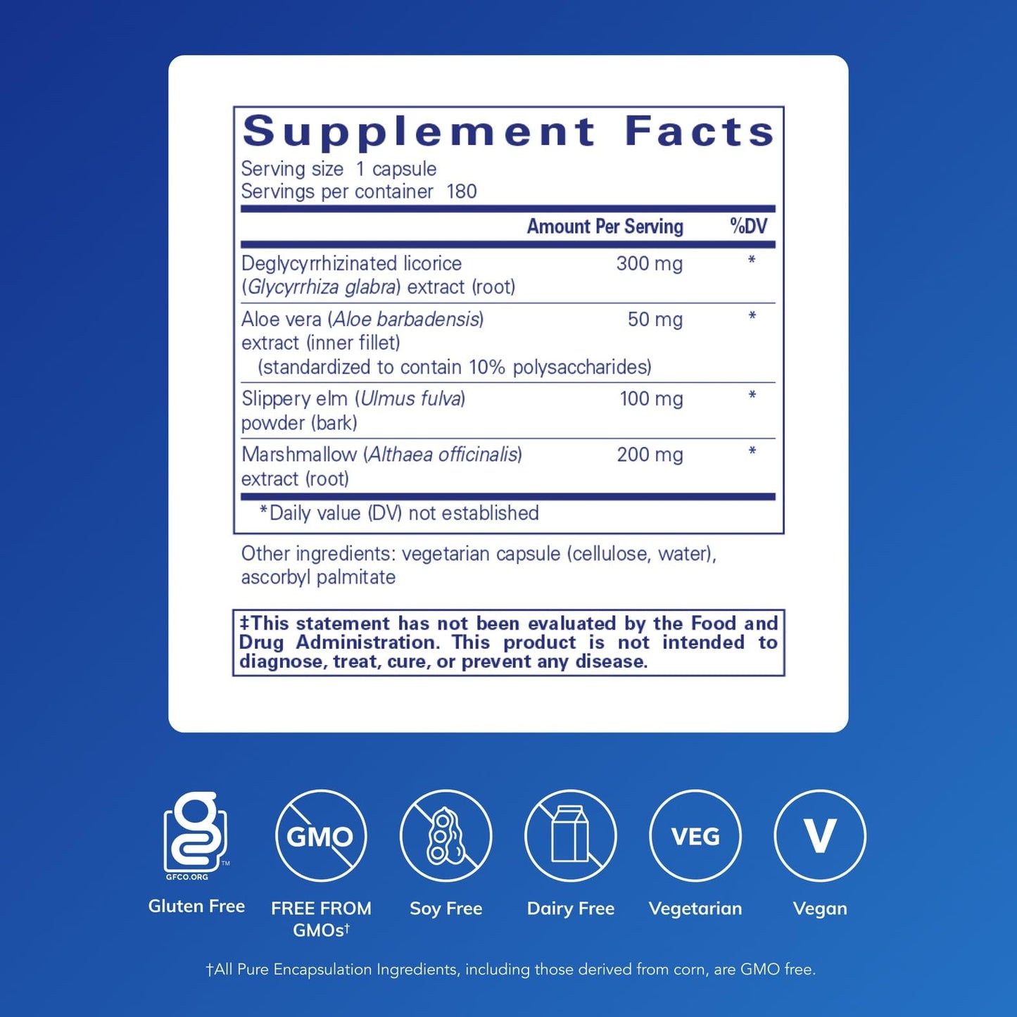 Pure Encapsulations DGL Plus – Vegan Gut Health Support, 180 Capsules