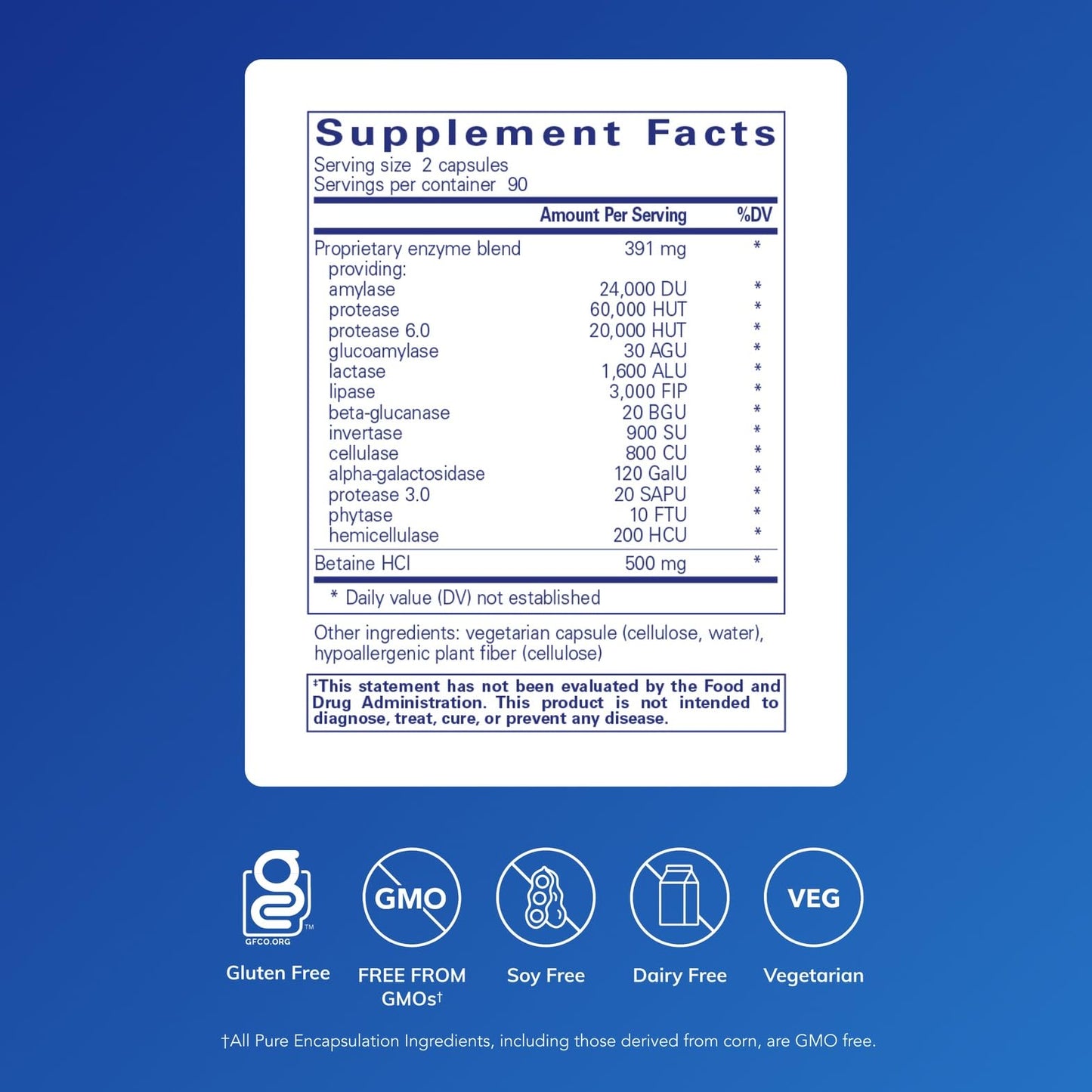 Pure Encapsulations Digestive Enzymes Ultra with Betaine HCl – Vegetarian Digestive Enzyme Supplement (180 Capsules)