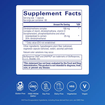 Pure Encapsulations DIMPRO 100 – Diindolylmethane Supplement for Hormone Balance (Gluten Free & Vegan) – 60 Capsules
