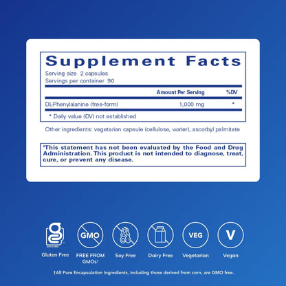 Pure Encapsulations DL-Phenylalanine | Amino Acid for Memory, Focus & Joint Comfort | 180 Capsules