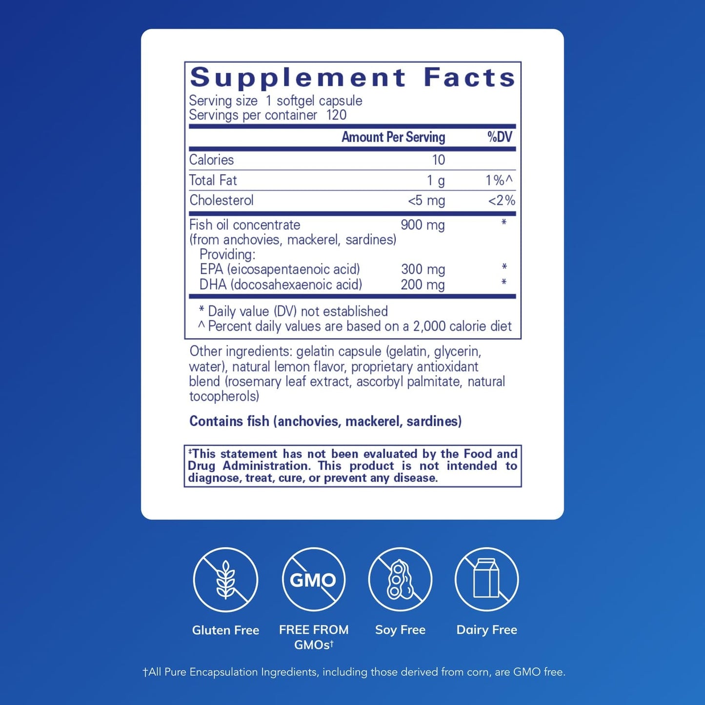 Pure Encapsulations EPA/DHA with Lemon – Ultra-Pure Molecularly Distilled Fish Oil, 120 Softgels