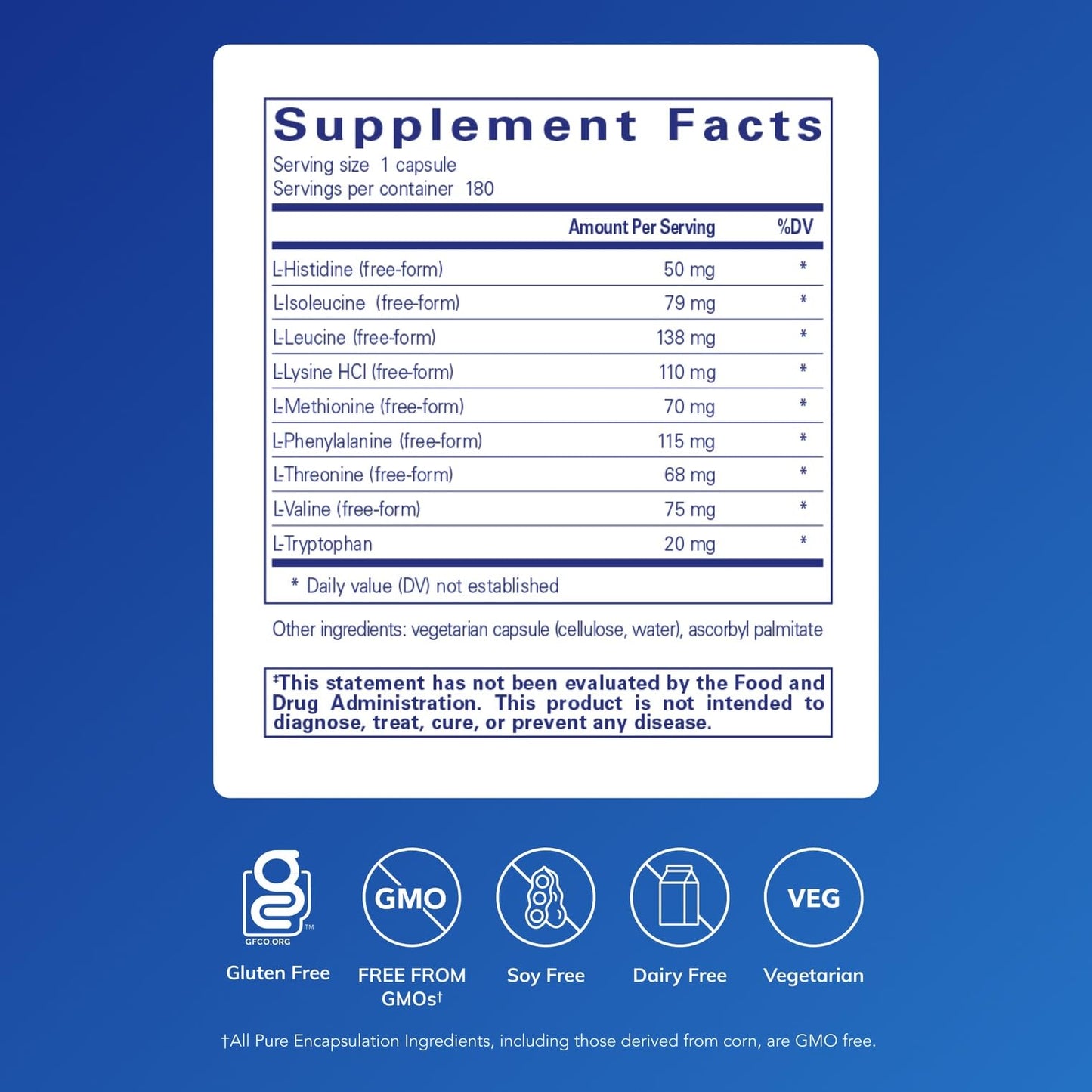 Pure Encapsulations Essential Amino Acids – Muscle Recovery Support & Brain Health | Leucine, Threonine & Tryptophan - 180 Capsules