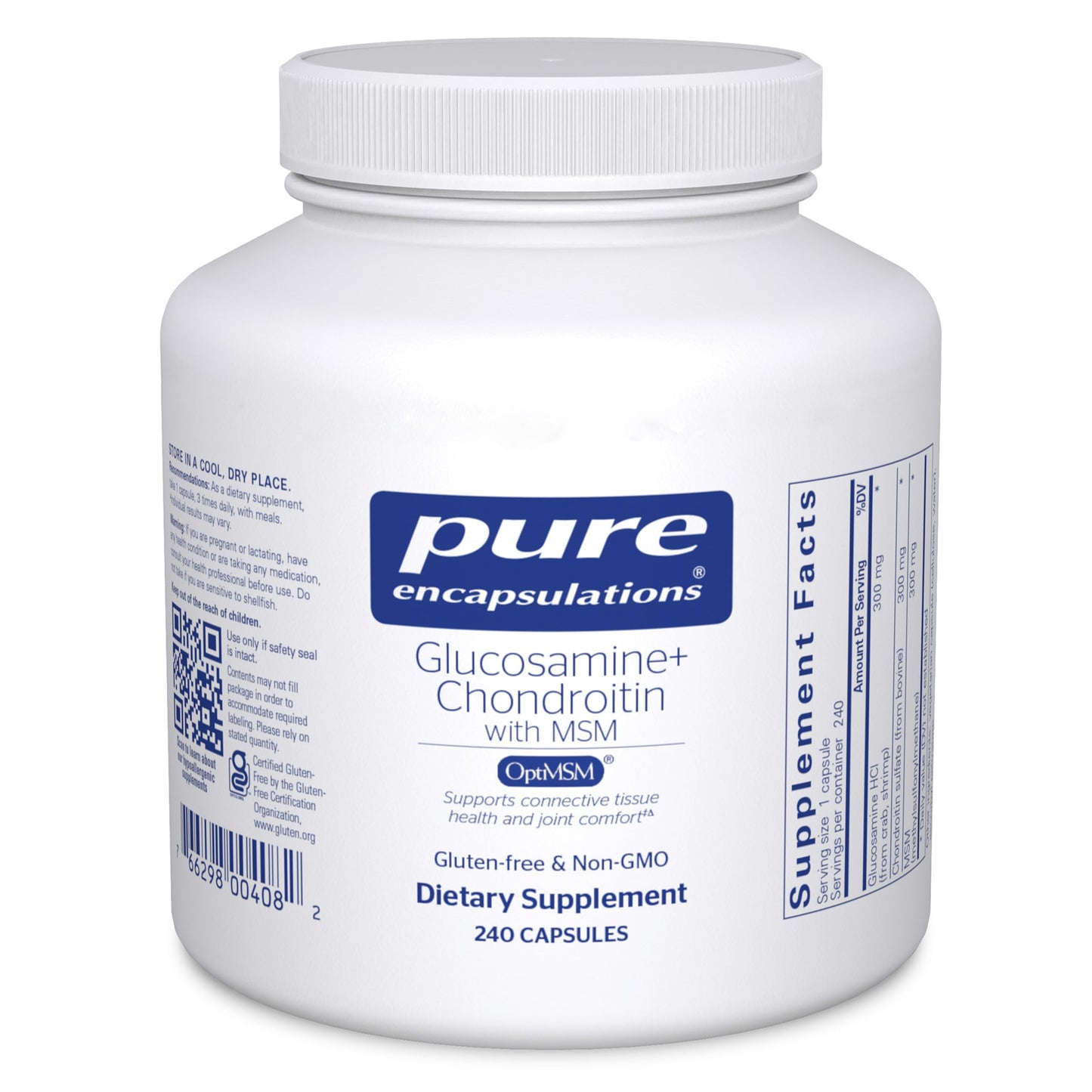 Pure Encapsulations Glucosamine Chondroitin with MSM – Joint Health & Cartilage Support, Gluten-Free & Non-GMO, 240 Capsules