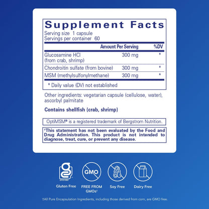 Pure Encapsulations Glucosamine Chondroitin with MSM – Joint Health Support, Gluten-Free & Non-GMO, 60 Capsules