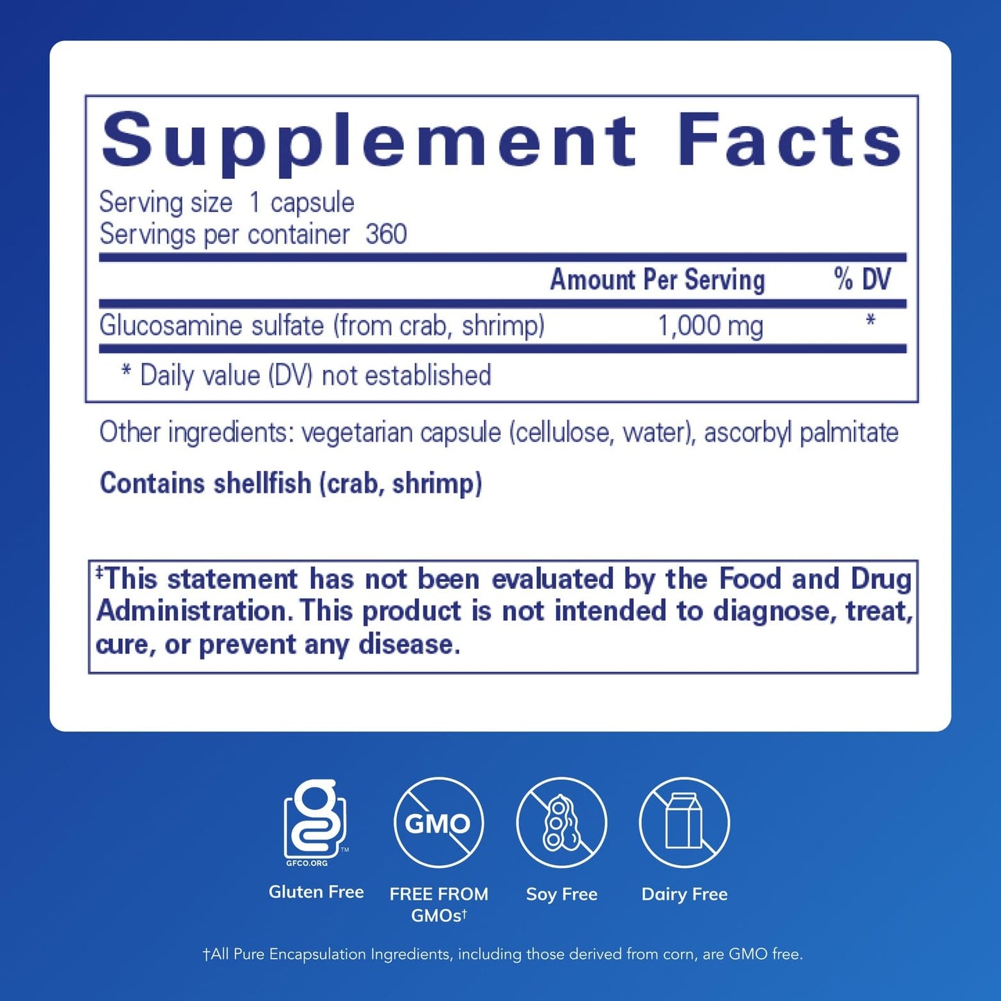 Pure Encapsulations Glucosamine Sulfate 1,000 mg | Joint Support, Cartilage Health & Connective Tissue | 360 Capsules