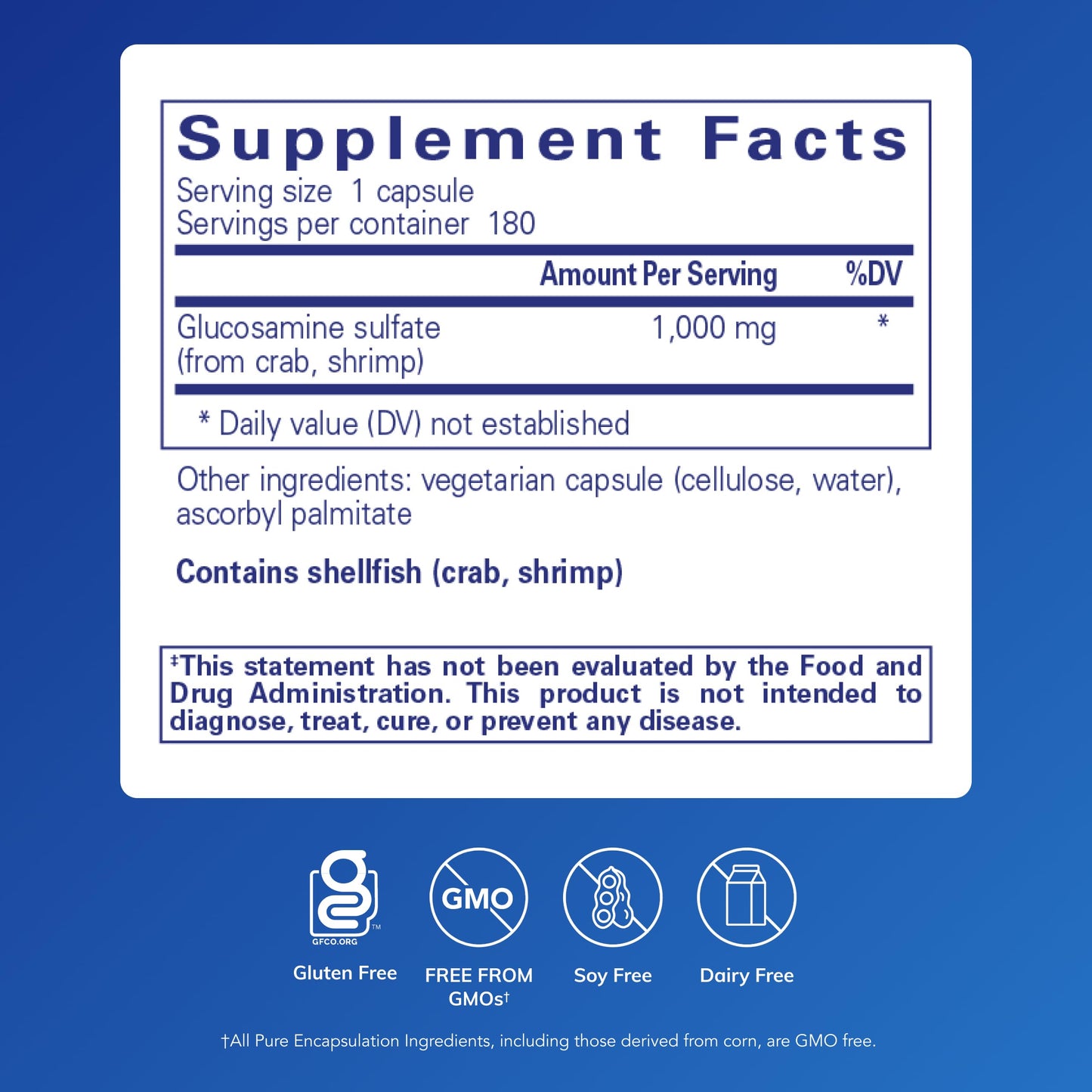 Pure Encapsulations Glucosamine Sulfate 1,000 mg | Joint Support & Cartilage Health | 180 Capsules