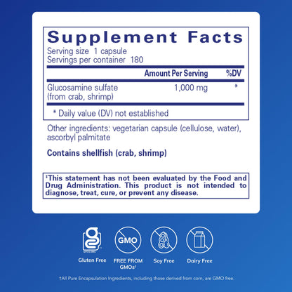 Pure Encapsulations Glucosamine Sulfate 1,000 mg | Joint Support & Cartilage Health | 180 Capsules