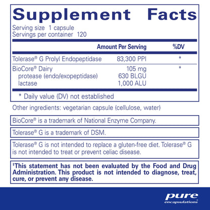 Pure Encapsulations Gluten/Dairy Digest | Enzyme Blend for Gluten & Dairy Digestion | 120 Capsules