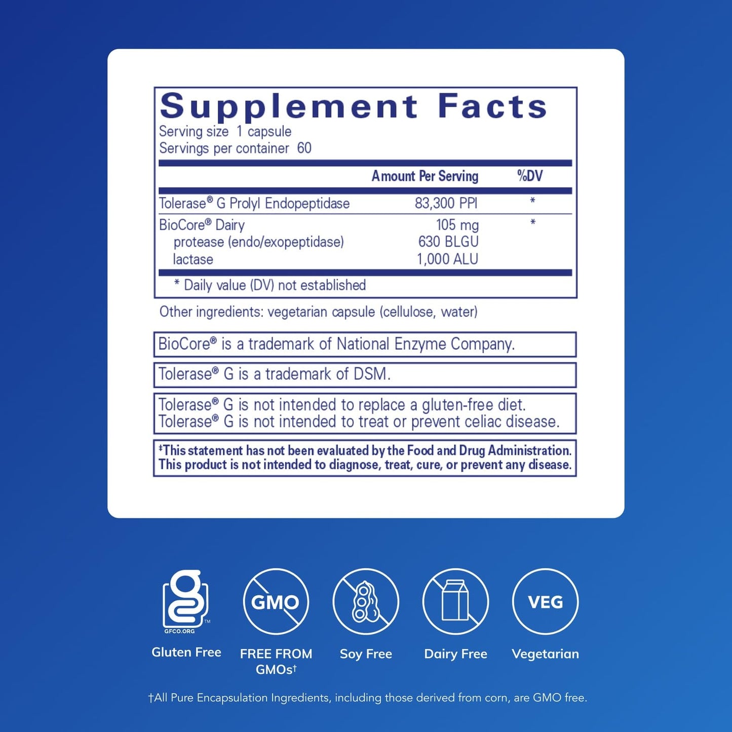 Pure Encapsulations Gluten/Dairy Digest — Enzyme Blend for Gluten & Dairy Digestion | 60 Capsules