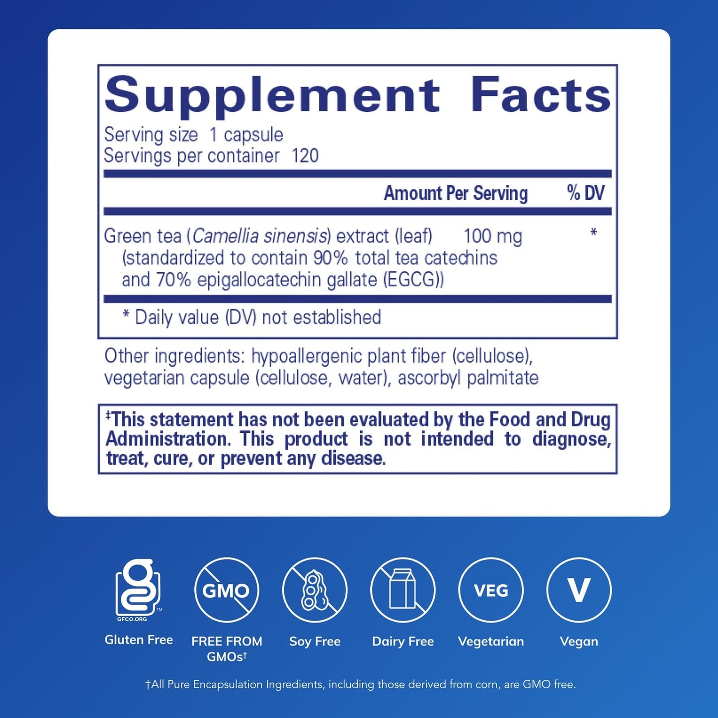 Pure Encapsulations Green Tea Extract (Decaf) | Hypoallergenic Antioxidant Support for All Cells | 120 Capsules