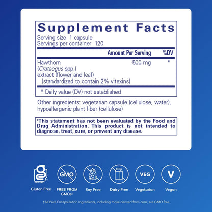 Pure Encapsulations Hawthorn Extract – Hypoallergenic Cardiovascular Support | 120 Capsules