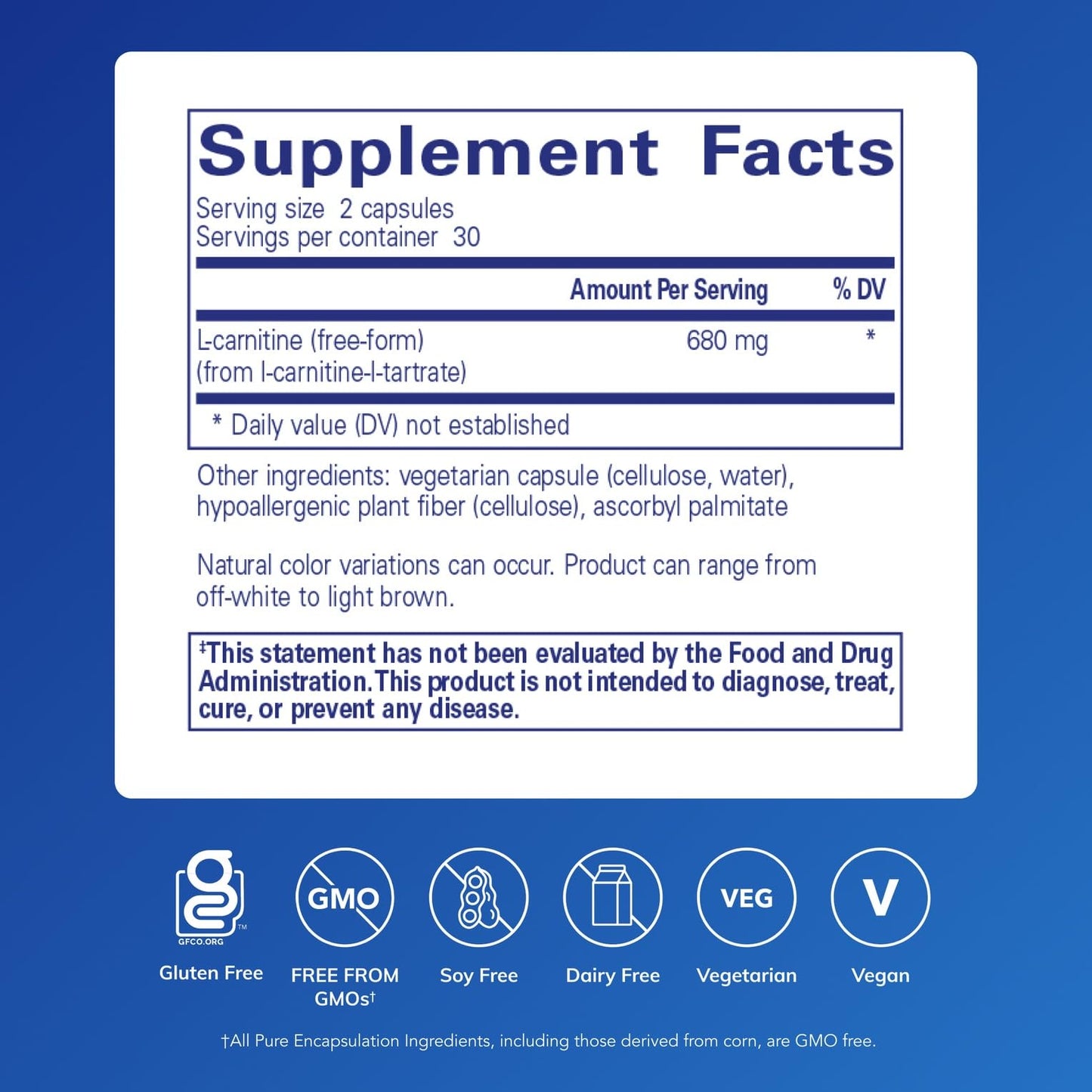 Pure Encapsulations L-Carnitine | Hypoallergenic Cardiovascular & Endurance Support | 60 Capsules