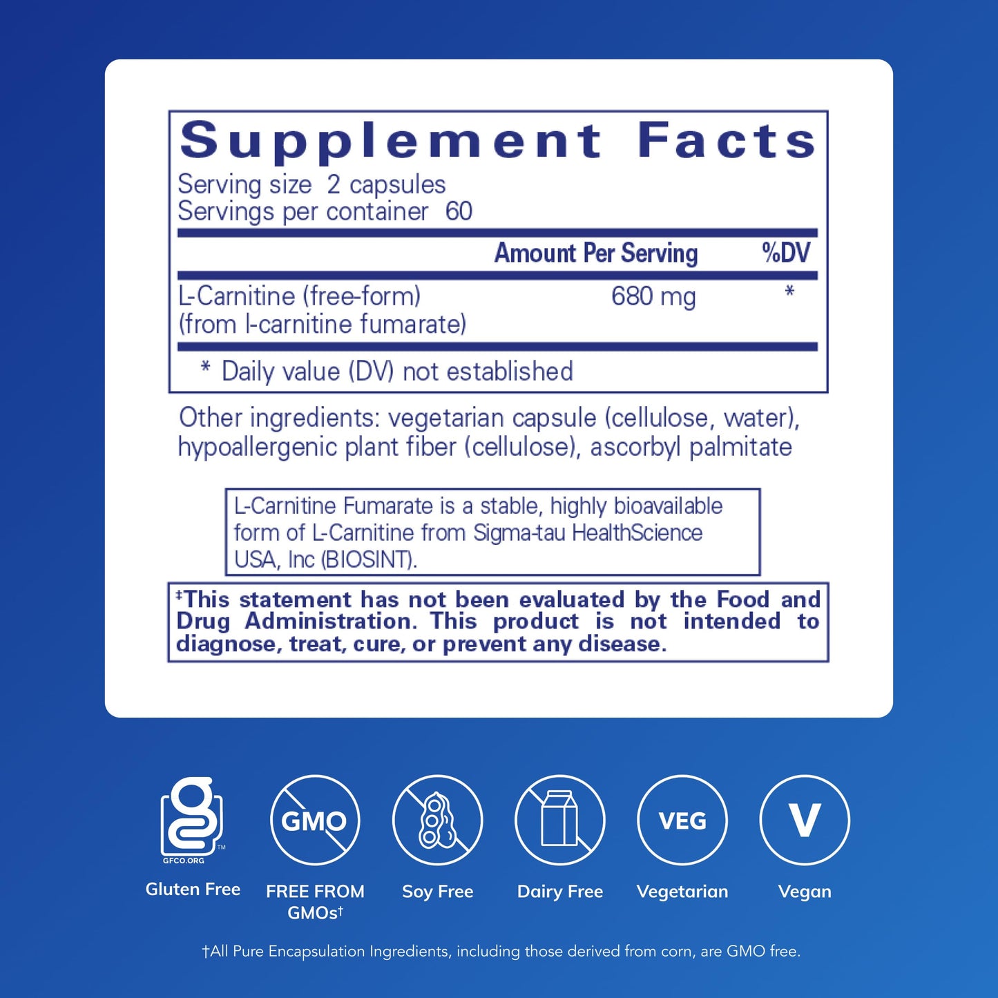 Pure Encapsulations L-Carnitine Fumarate | Hypoallergenic Energy Support, 120 Capsules