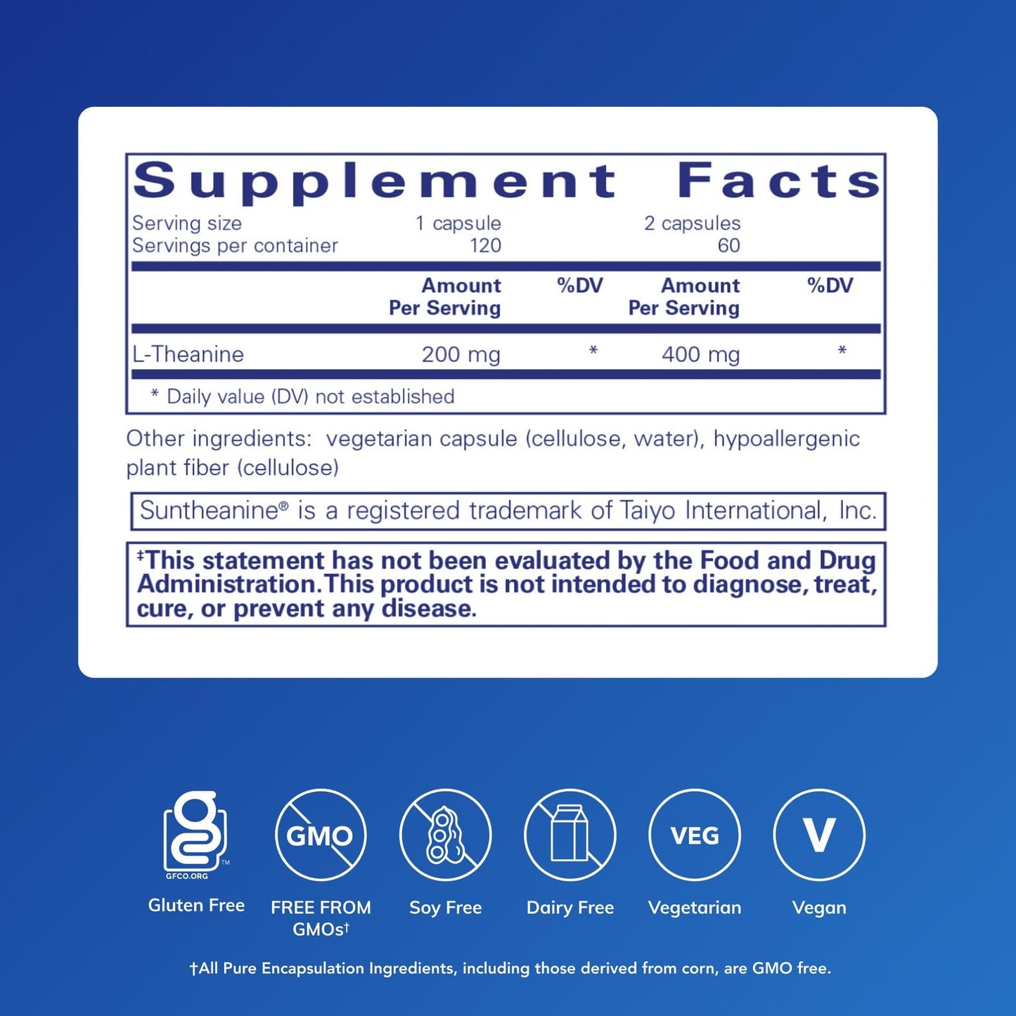 Pure Encapsulations L-Theanine - Relaxation & Stress Support - 120 Capsules