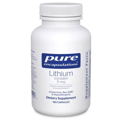 Pure Encapsulations Lithium Orotate 5 mg – Brain Support with NAC (180 caps)