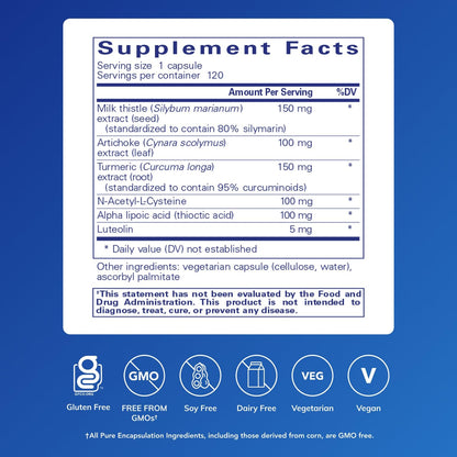 Pure Encapsulations LVR Formula | Hypoallergenic Liver Health & Antioxidant Support | 120 Capsules