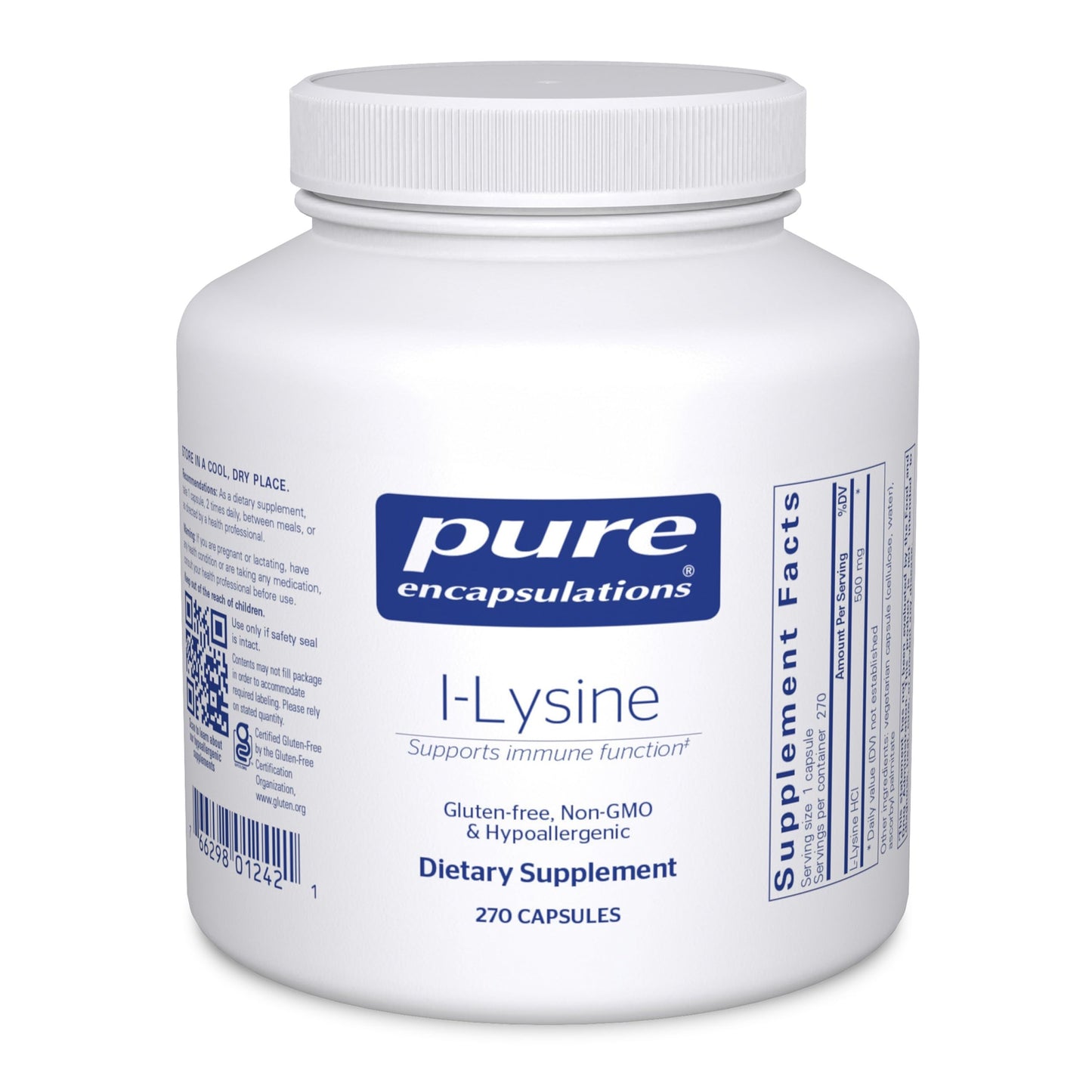 Pure Encapsulations L-Lysine 270 Capsules | Immune Support & Gum Health | L-Lysine HCl