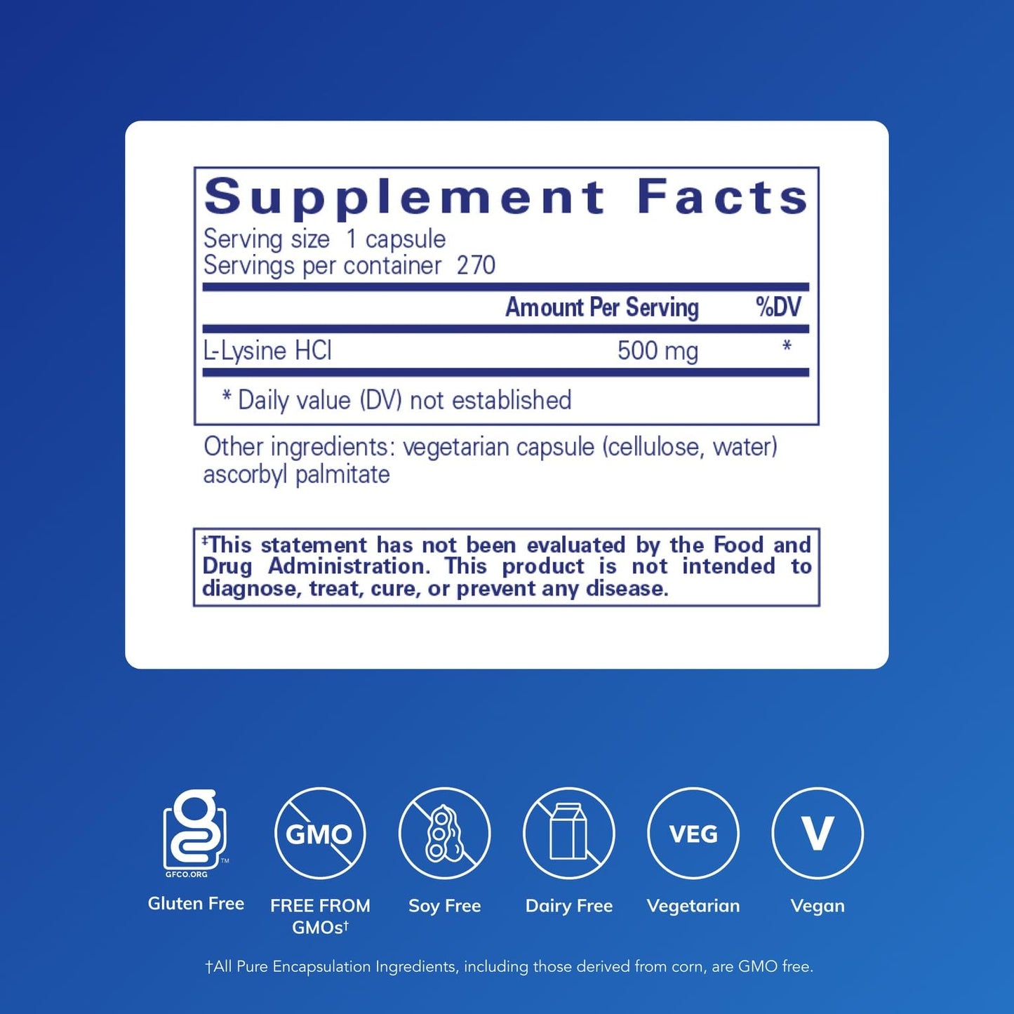 Pure Encapsulations L-Lysine 270 Capsules | Immune Support & Gum Health | L-Lysine HCl