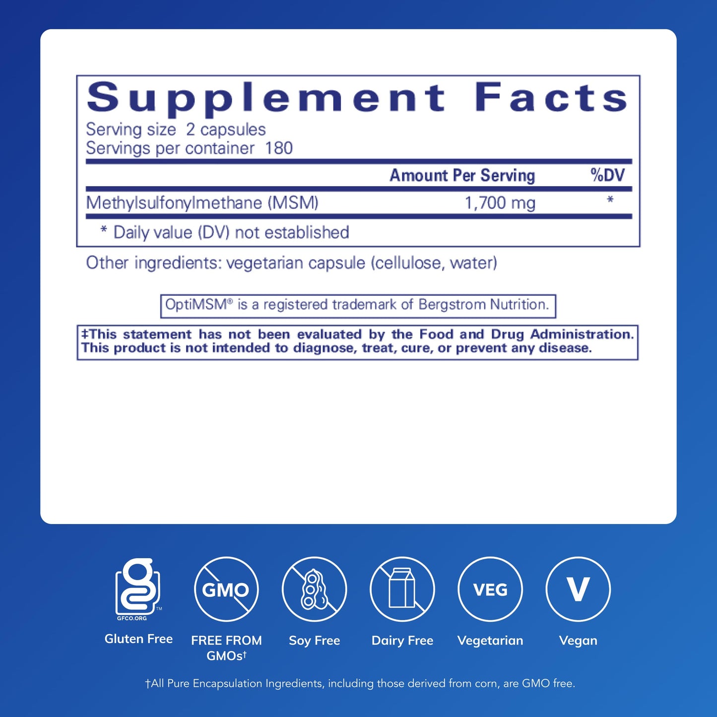 Pure Encapsulations MSM Capsules | Sulfur Supplement for Joints, Immune Support, Connective Tissue | 360 Capsules