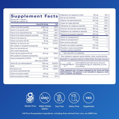 Pure Encapsulations Nutrient 950 with Vitamin K – 180 Capsules – Multivitamin & Mineral for Bone & Arterial Support – Gluten Free & Non-GMO