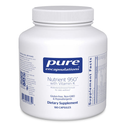 Pure Encapsulations Nutrient 950 with Vitamin K – 180 Capsules – Multivitamin & Mineral for Bone & Arterial Support – Gluten Free & Non-GMO