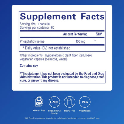 Pure Encapsulations PS 100 | Phosphatidylserine for Brain & Memory Support | 60 Capsules