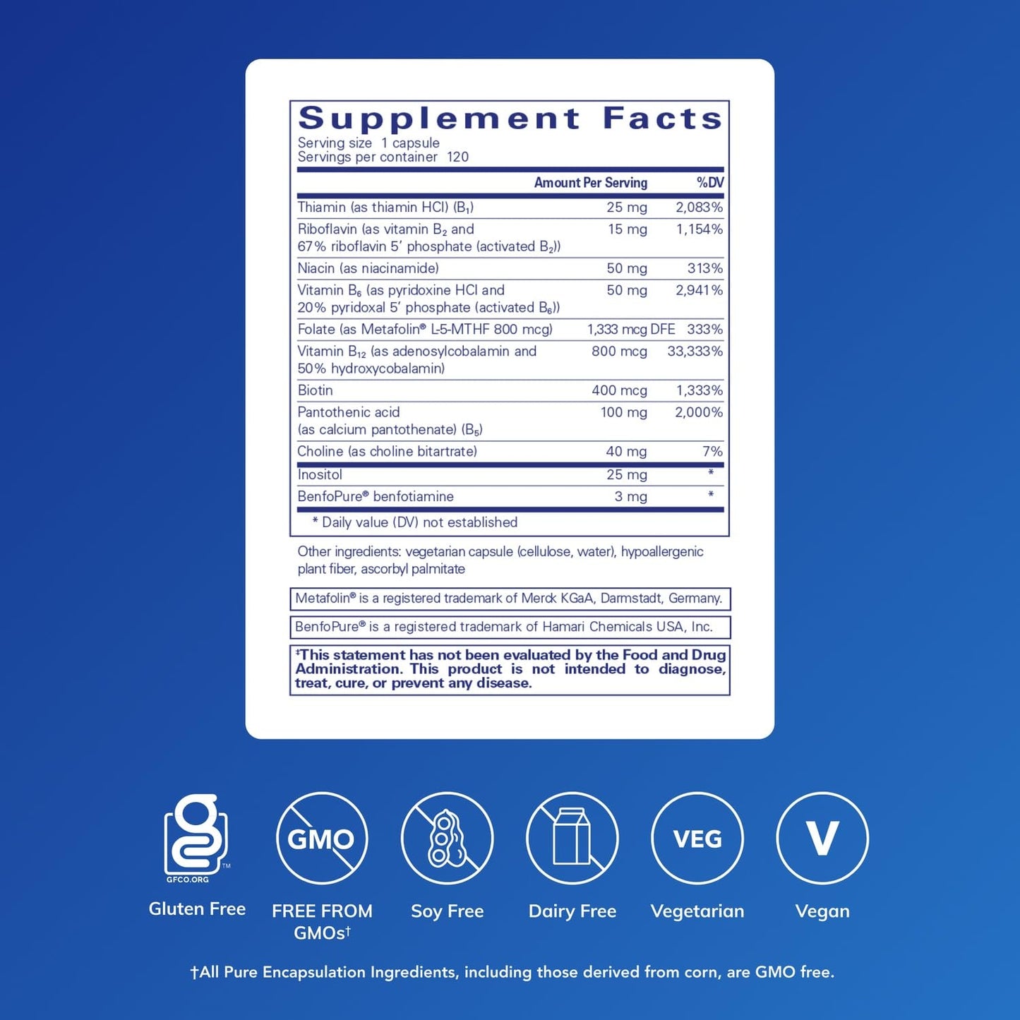 Pure Encapsulations PureGenomics B-Complex – Broad Spectrum B Vitamins for Genetic Expression, Cellular Function & Energy Metabolism, with B12 & B6 – 120 Capsules