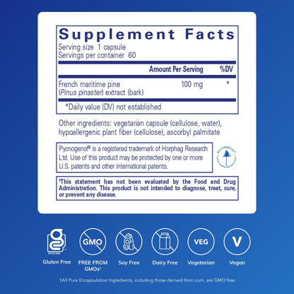 Pure Encapsulations Pycnogenol 100 mg – Hypoallergenic Vascular Support & Antioxidant Supplement | 60 Capsules