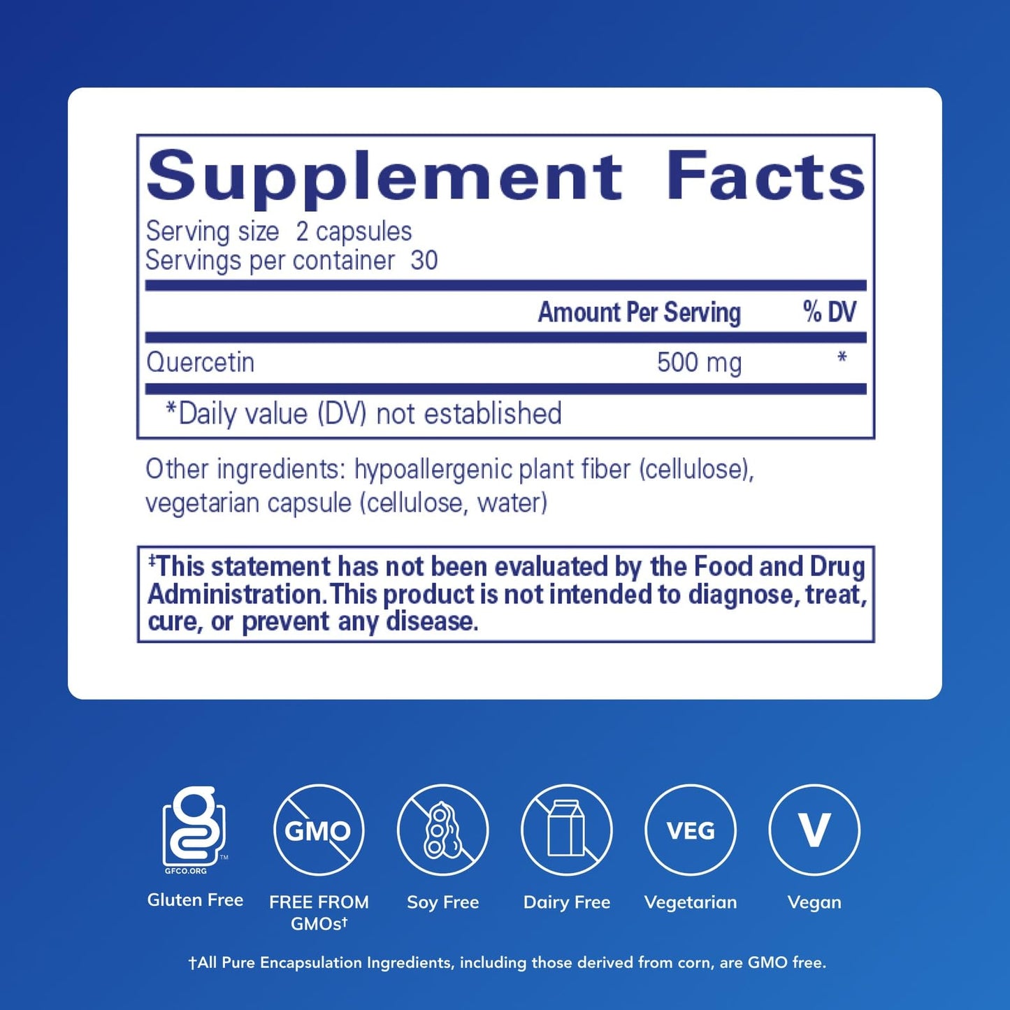 Pure Encapsulations Quercetin 500 mg – Immune Support, Cellular Health & Heart Health – Antioxidant Supplement – Gluten Free & Non-GMO – 60 Capsules