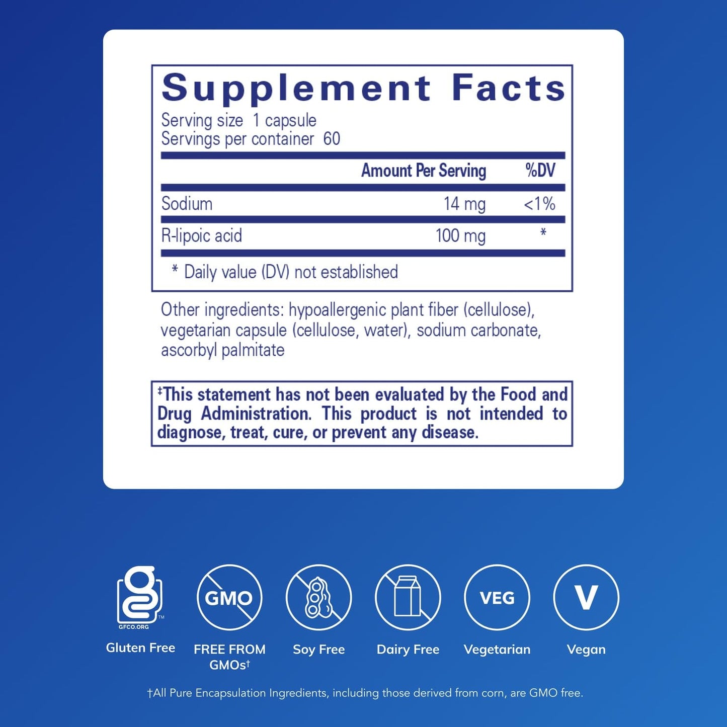 Pure Encapsulations R-Lipoic Acid (Stabilized) – Hypoallergenic Antioxidant Support | 60 Capsules