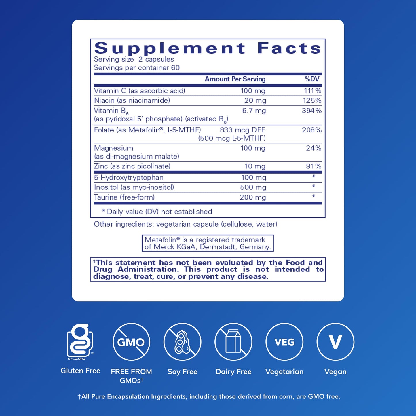 Pure Encapsulations SeroPlus | Hypoallergenic Serotonin Support for Calm, Balanced Mood | 120 Capsules