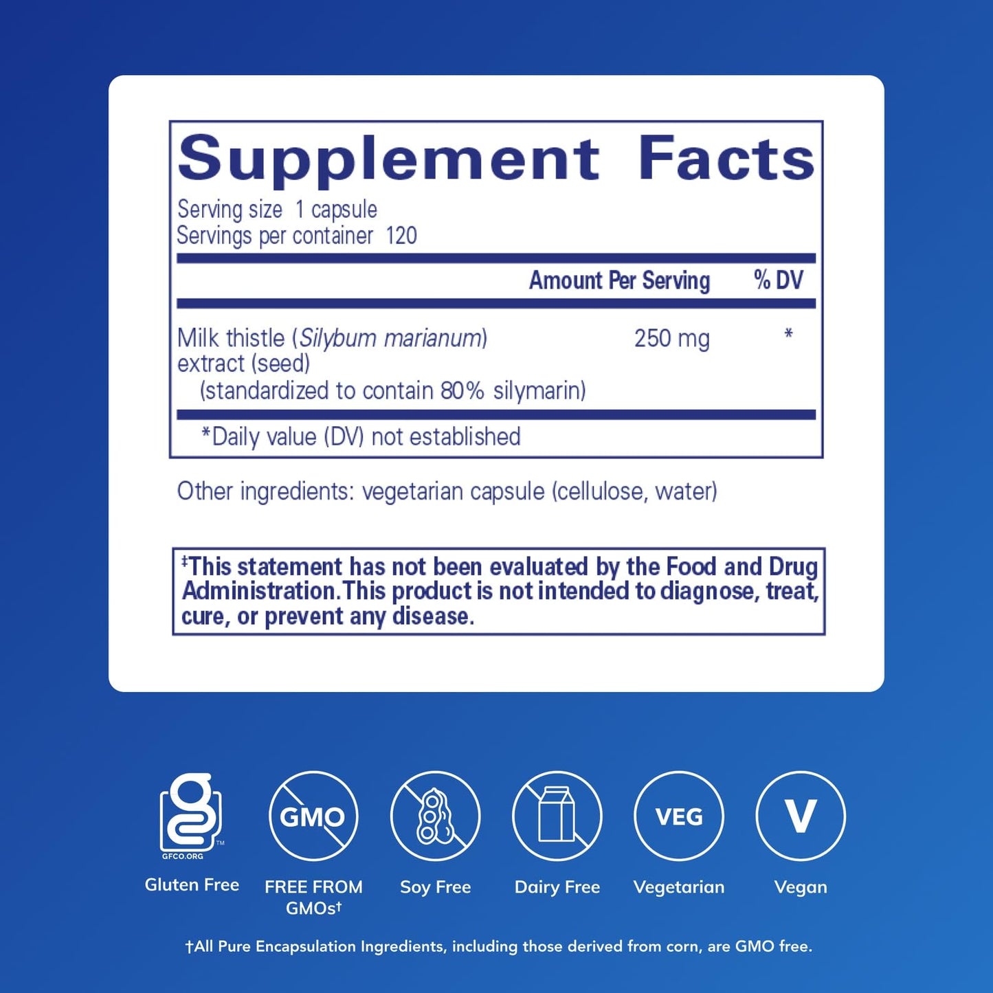 Pure Encapsulations Silymarin 250 mg Milk Thistle – Liver Support, Antioxidants, Non-GMO & Vegan – 120 Capsules