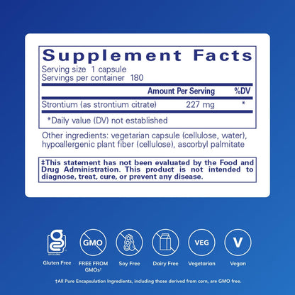 Pure Encapsulations Strontium (Citrate) – Hypoallergenic Bone Support, 180 Capsules