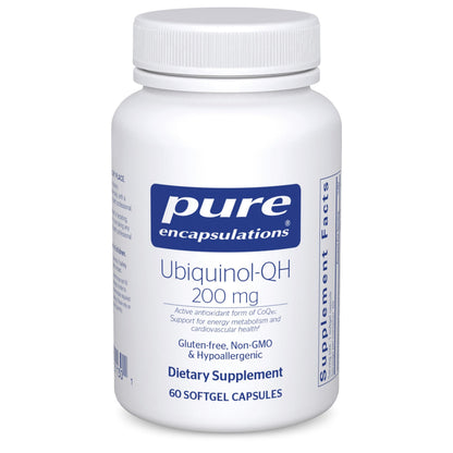 Pure Encapsulations Ubiquinol-QH 200 mg | Active CoQ10 for Heart Health & Energy Metabolism | 60 Softgel Capsules