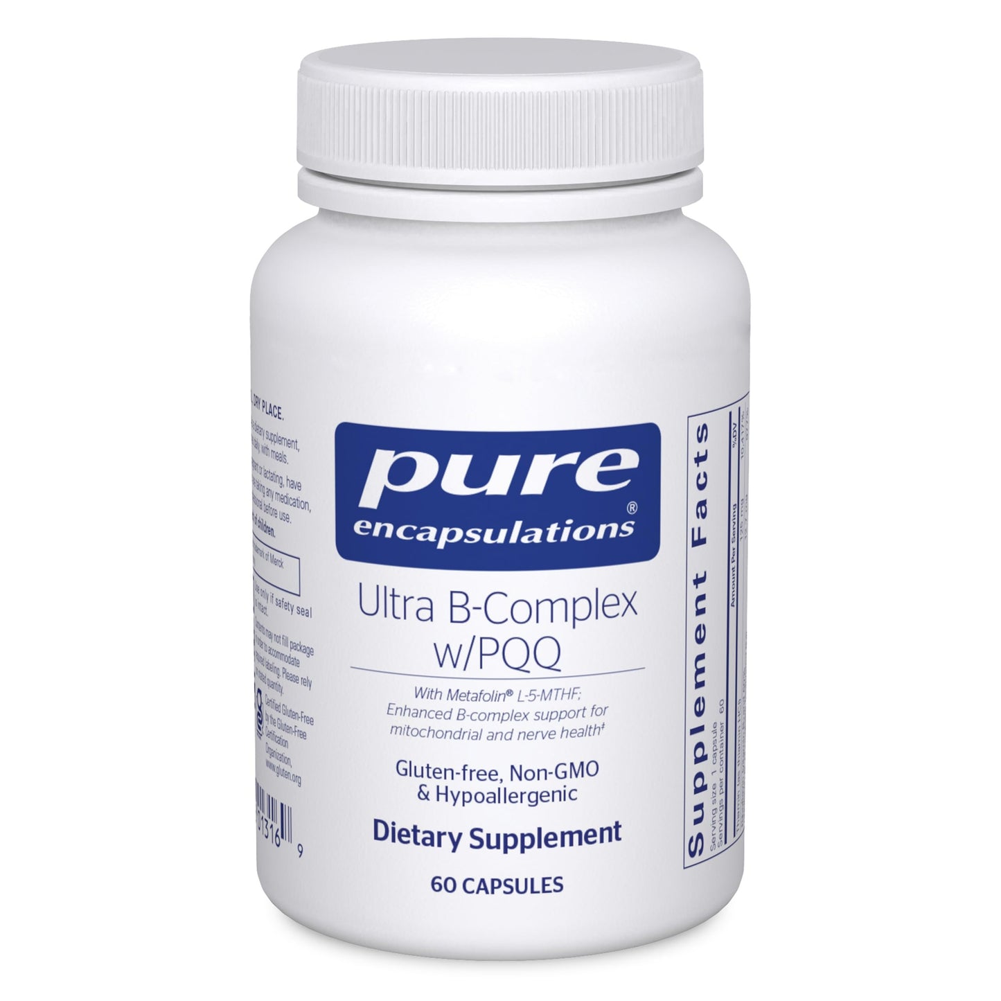 Pure Encapsulations Ultra B-Complex with PQQ | B-Vitamin Formula for Nerve, Mitochondrial & Methylation Support | 60 Capsules