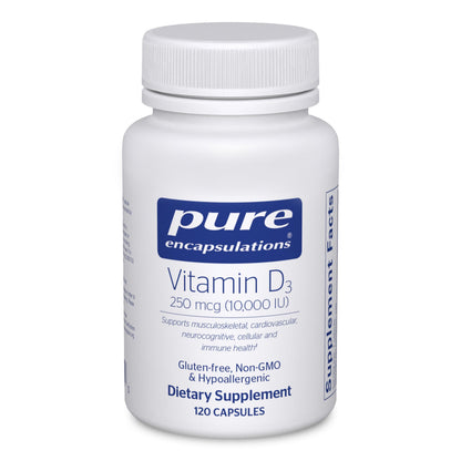 Pure Encapsulations Vitamin D3 250 mcg (10,000 IU) | Bone, Immune & Heart Support – 120 Capsules