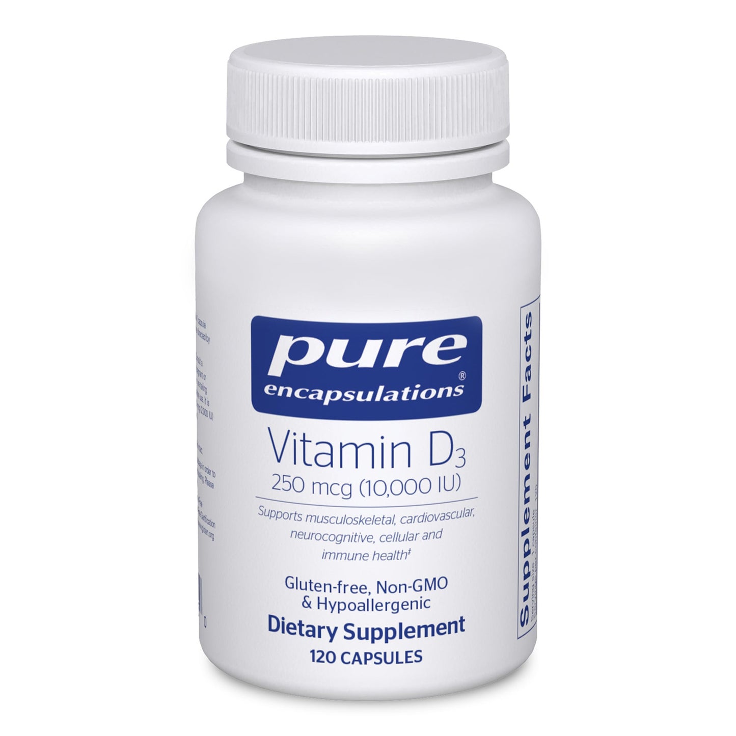 Pure Encapsulations Vitamin D3 250 mcg (10,000 IU) | Bone, Immune & Heart Support – 120 Capsules