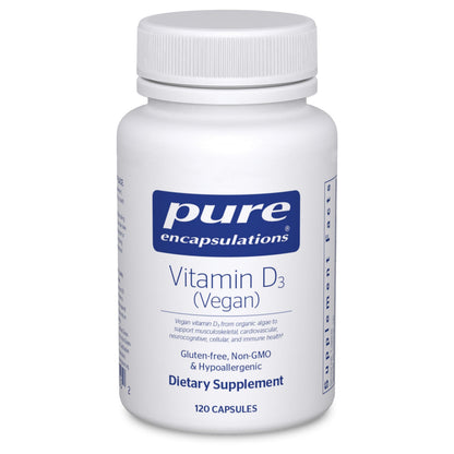 Pure Encapsulations Vitamin D3 Vegan - 120 Capsules | Immune, Bone & Cardiovascular Health