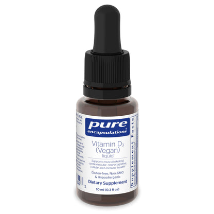 Pure Encapsulations Vitamin D3 (Vegan) Liquid — Hypoallergenic Support for Bone & Immune Health | 0.3 fl oz