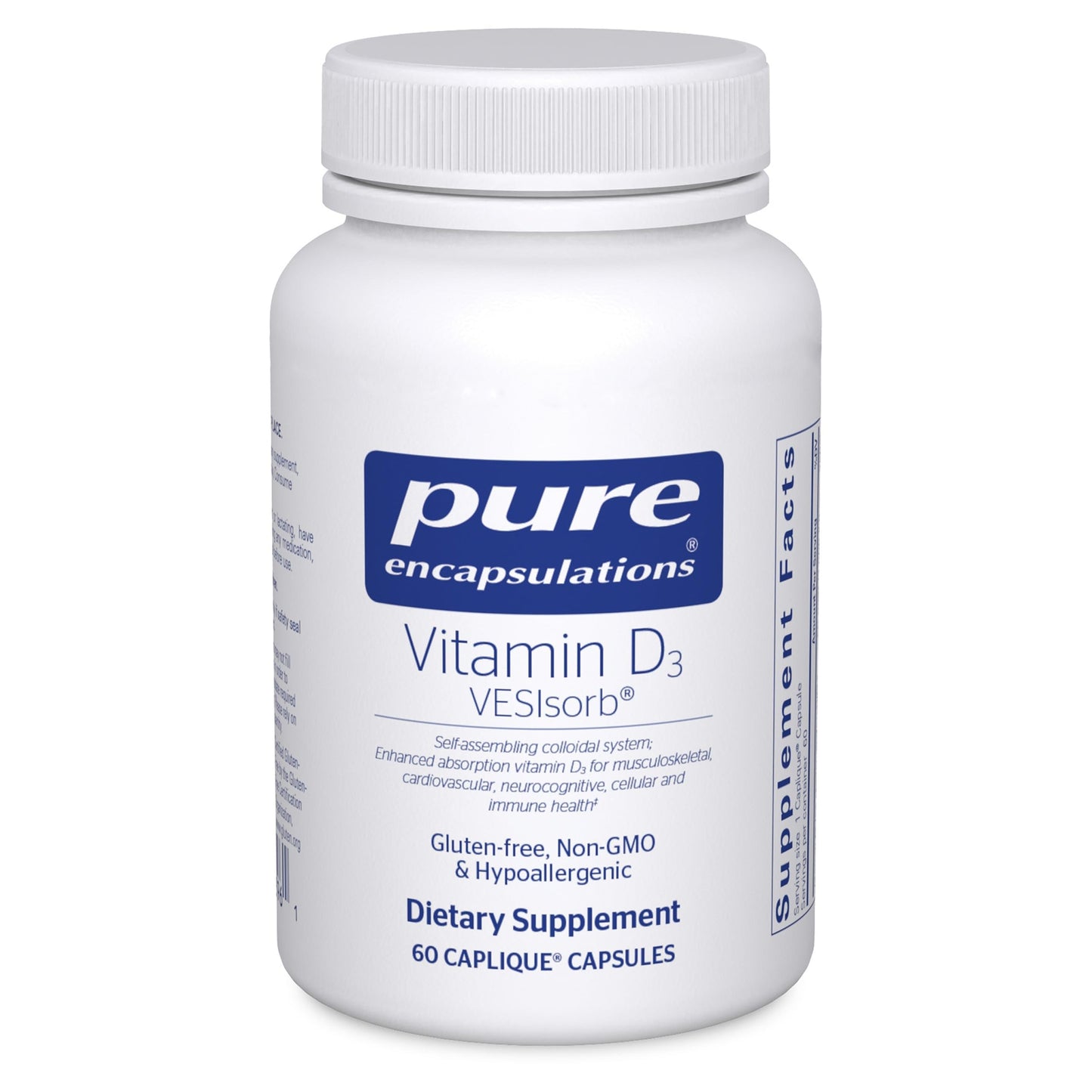Vitamin D3 VESIsorb by Pure Encapsulations | Supports Bones, Heart, Colon, Breast Health | 60 Caplique Capsules