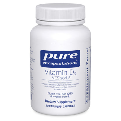 Vitamin D3 VESIsorb by Pure Encapsulations | Supports Bones, Heart, Colon, Breast Health | 60 Caplique Capsules
