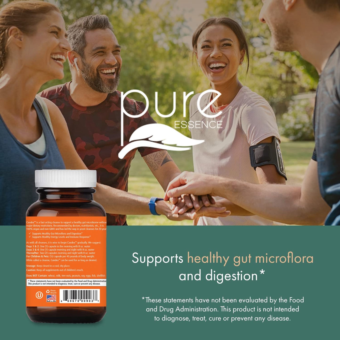 Pure Essence Candex Supplement – Yeast Overgrowth Support with Digestive Enzymes | 80 Capsules | Pure Essence Labs