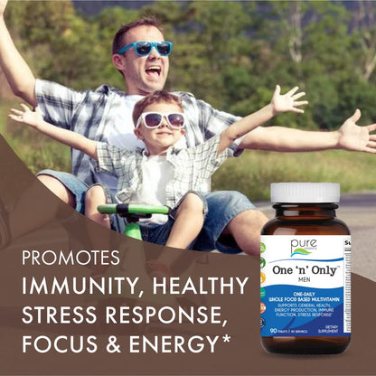 PURE ESSENCE LABS One N Only Multivitamin for Men – One-A-Day with D3, B12 & Biotin
