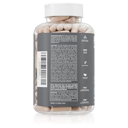 Pure for Men Stay Ready Fiber Supplement - Digestive Regularity | Psyllium Husk, Aloe Vera, Chia Seeds & Flaxseeds | 240 Vegan Capsules