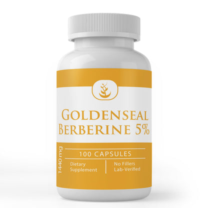 Pure Goldenseal Berberine Capsules - 100 Count, No Additives, Lab Verified