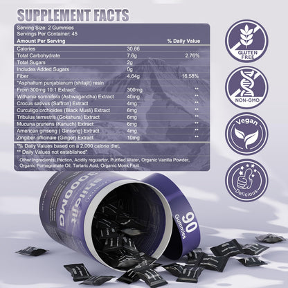 Fristfei Pure Himalayan Shilajit Gummies – 180 Count, 85+ Minerals, Individually Packaged