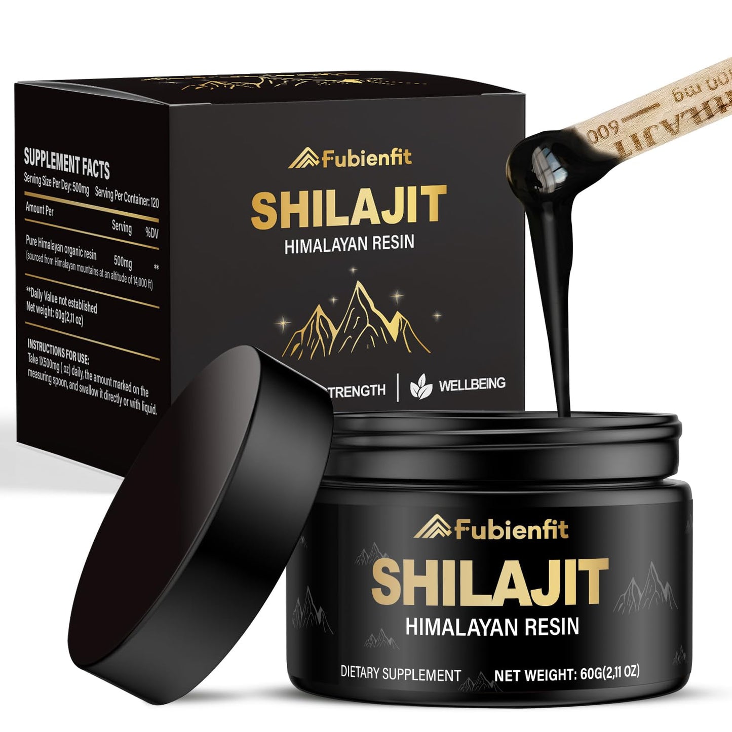 Fubienfit Pure Himalayan Shilajit Resin – 60g, 85+ Minerals & Fulvic Acid