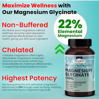 Pure Magnesium Glycinate Capsules – 120 Count | Ramaroma
