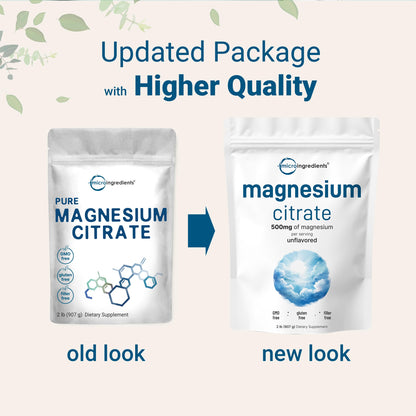 Pure Magnesium Powder, 2lbs | Magnesium Citrate Powder | Unflavored | Relaxation and Nutrient Utilization | Easily Absorbed | Non-GMO, Vegan