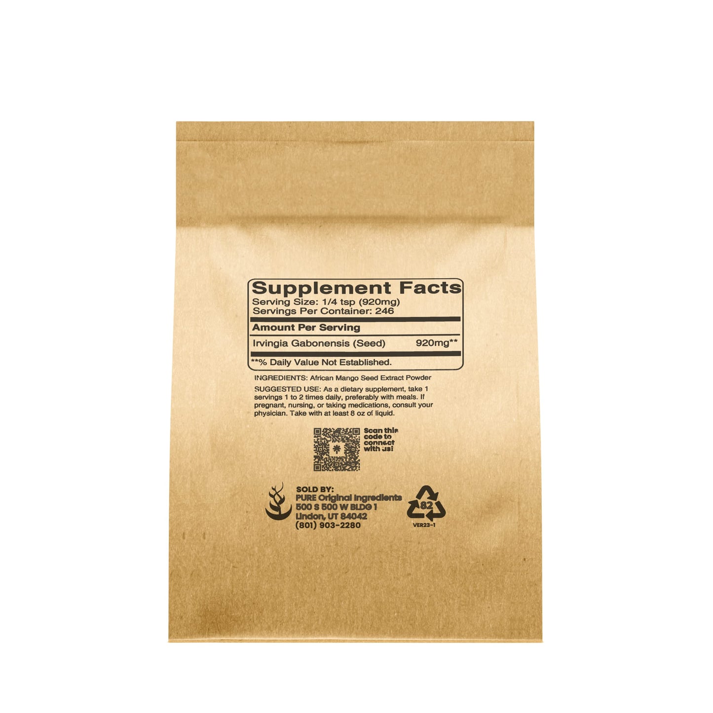 Pure Original Irvingia Seed Extract (African Mango) - 8 oz | No Fillers